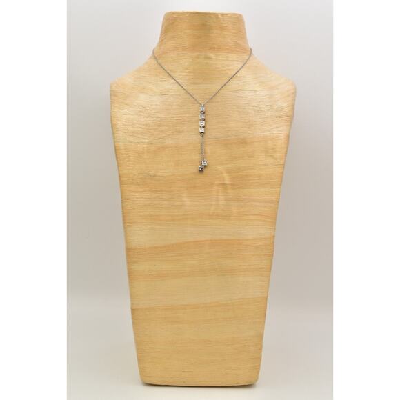 Christian Dior Vintage Block Logo Necklace Pendant Tassel CD Silver Signed BinBJ - Picture 7 of 12